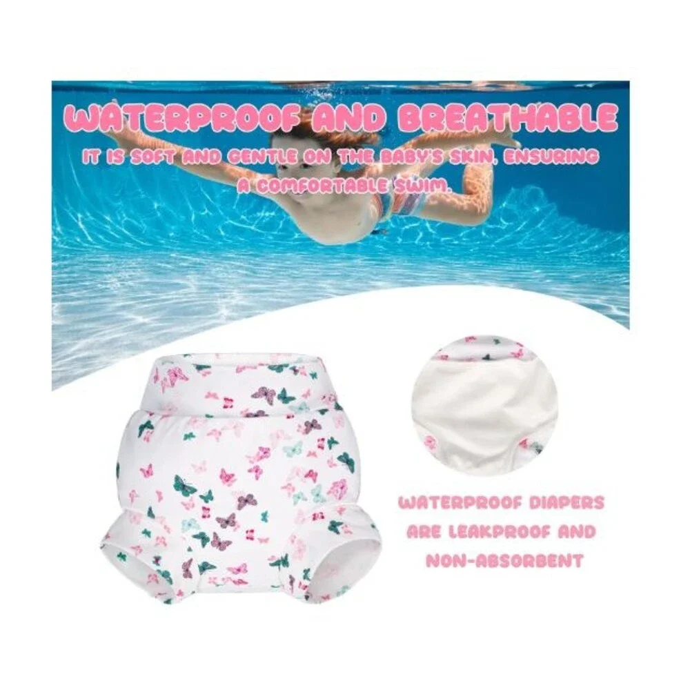 Baby Swim Diapers 2T Reusable 3 Pack Adjustable Washable Waterproof BIG ELEPHANT